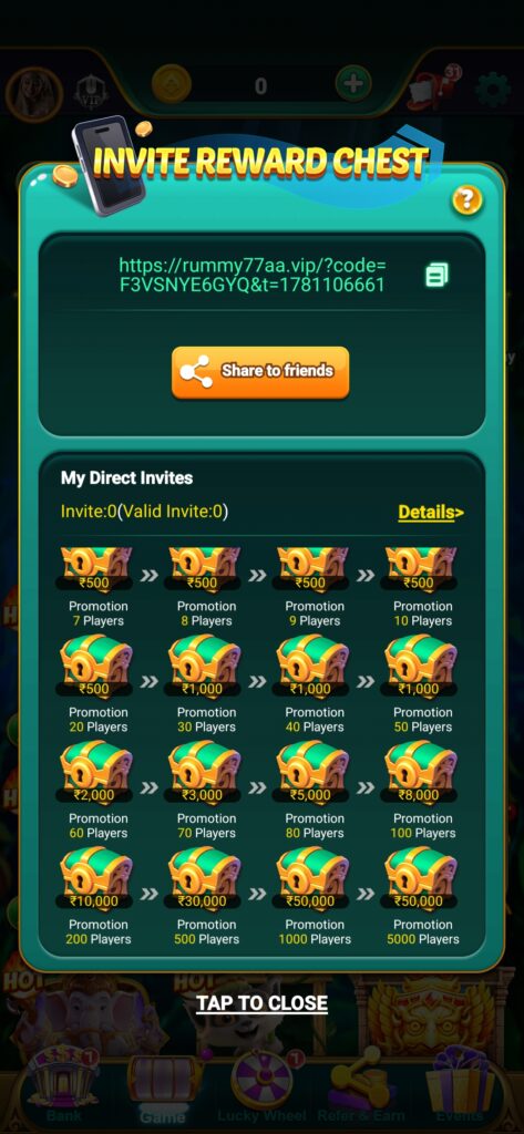 Rummy77 referral code